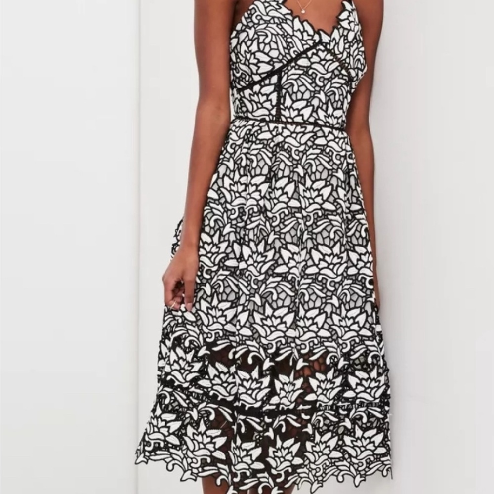 Elliat Black and White Lace Dress